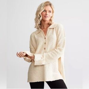 BKE Collared Henley Sweater